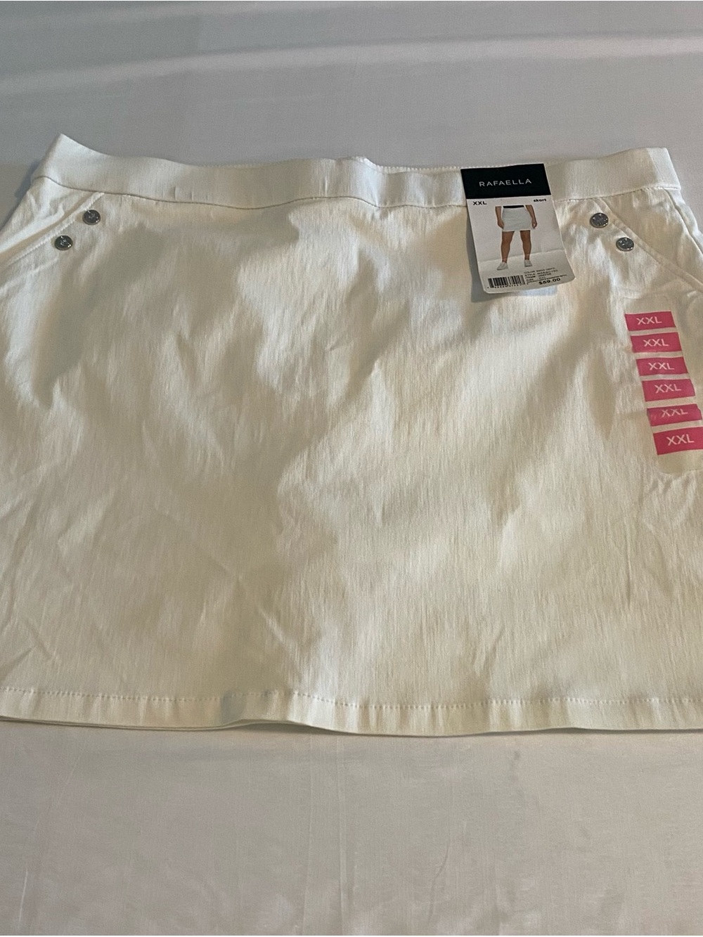 Rafaella Snow White Cotton Skort with Button Accents